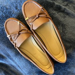 Michael Kors Womens Loafer Flats Brown Leather Bow Round Toe Slip On 7M